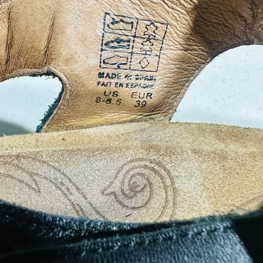 Taos Black Leather Women's Adjustable Sandals - Picture 7 of 8